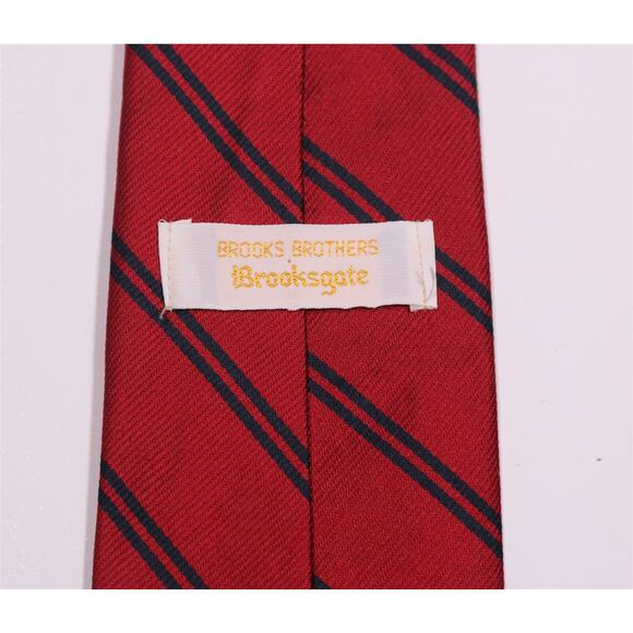 Brooks Brothers BrooksGate Vintage Red Navy Blue Repp Silk Twill Necktie Tie - Picture 6 of 6